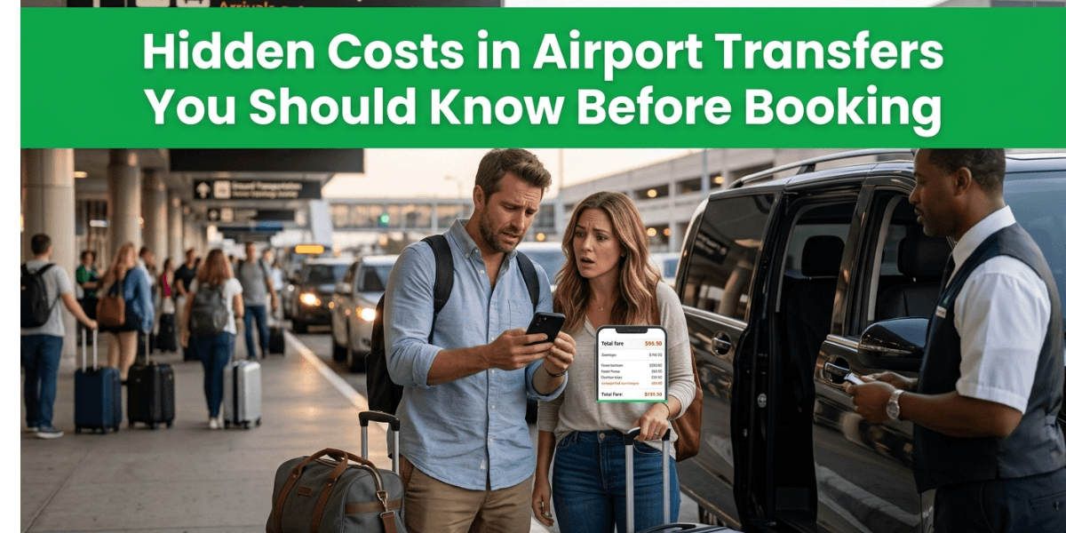 Hidden Costs in Airport Transfers You Should Know Before Booking – airport transfer vehicle with traveler luggage.